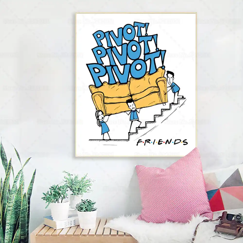 Friends Tv Art Funny Couch Pivot Canvas Painting Ross Rachel And