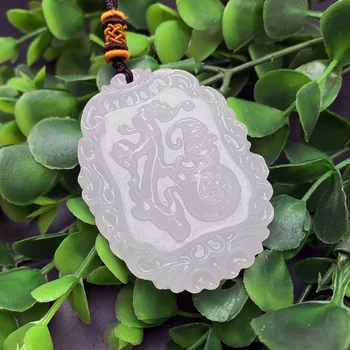 

AAA Natural White Jade carving luck reiki healing crystal charm Pendant Jadeite Necklace Charm Jewelry Fashion Lucky Amulet Gift