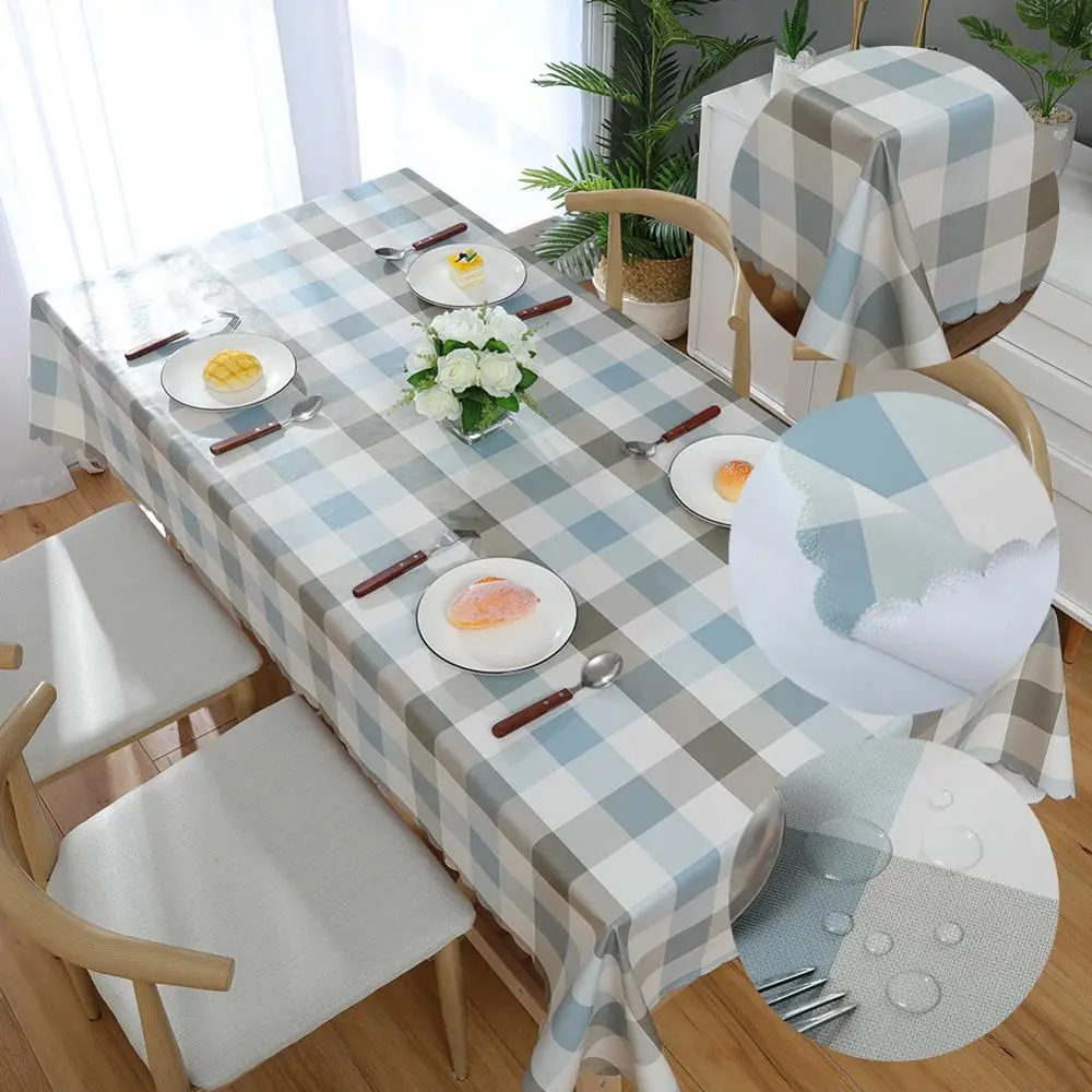 Mixed color grid 19 цветов Скатерть прямоугольная Водонепроницаемая Скатерть ПВХ скатерть Золотая маслостойкая пластиковая скатерть - Цвет: Mixed color grid