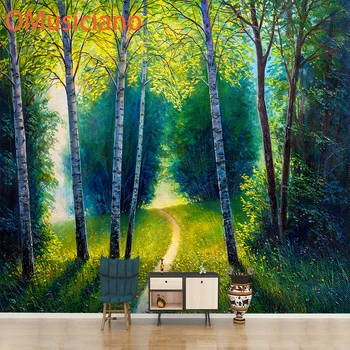 

Oil painting of quiet and peaceful country woods guest room living room corridor bedroom Waterproof canvas Non woven murals