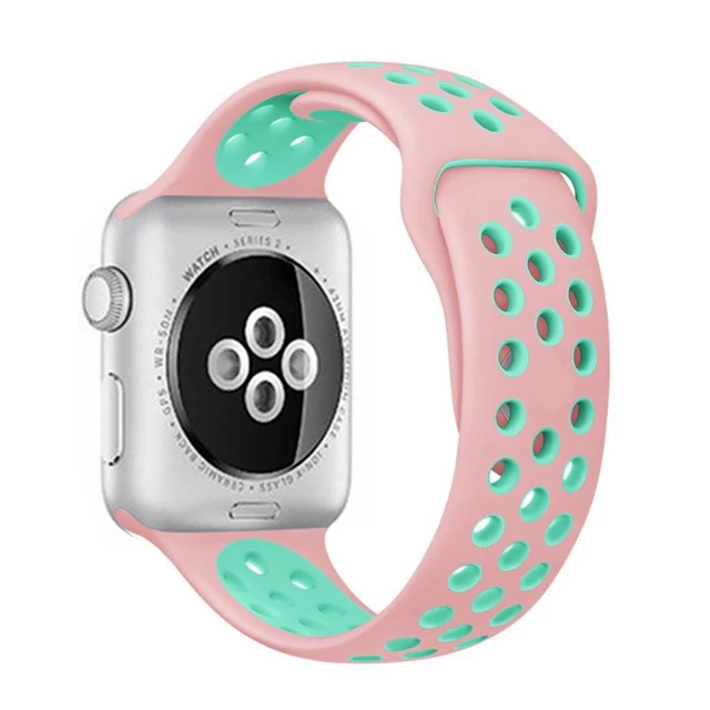 Strap for Apple watch series 7 45mm 41mm 38mm 40mm silicone watchband bracelet correa on smartwatch 6543 se 44mm 42m accessories pink greenish