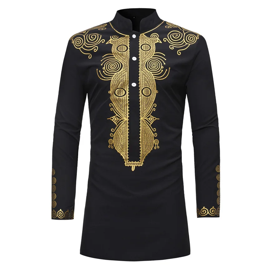 African Dresses for Men 3D Dashiki Print Full Sleeve Shirt Bazin V-neck T-shirt Male Traditional Ethnic Tribe Style Tops Outfit - Цвет: ZT-18539 color 11