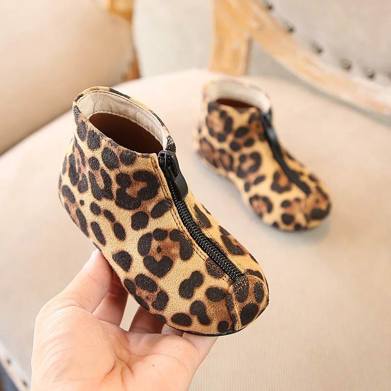 Leopard Ботинки для девочек; сезон осень-зима; новая детская обувь; коллекция года; модные детские ботинки с леопардовым принтом; детские ботинки - Цвет: Leopard