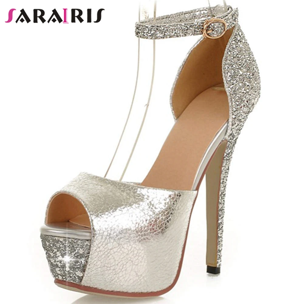 

SARAIRIS Big Size 32-43 Brand New Female Ankle Strap Platform Sandals Women Party Ol Sexy Sandals Thin High Heels Shoes Woman
