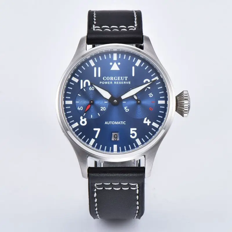 slive blue dial Corgeut 42 мм автоматические механические часы спортивные мужские часы запас хода светящиеся водонепроницаемые мужские наручные часы с датой мужские часы - Цвет: slive blue dial