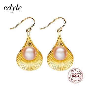 

Cdyle Boho Style Jewelry Fashion Gold Color Shell Shaped Drop Earrings Natural Pearl Earrings for Elegant Women Ear Accessories
