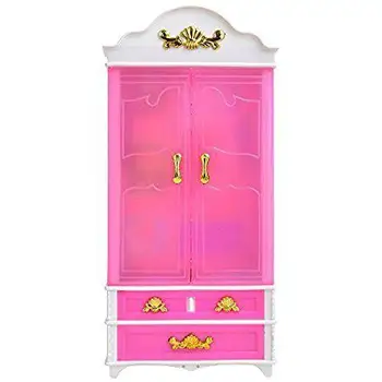 

Kuulee E-TING Pink Plastic Furniture Wardrobe DollHouse Accessories For Doll
