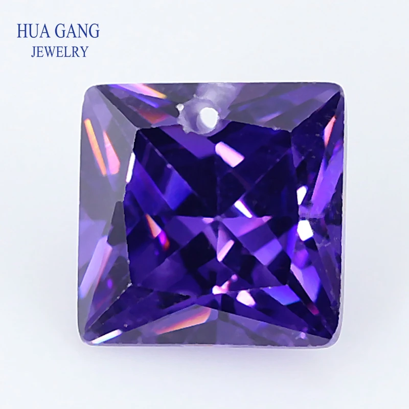 

Single Hole AAAAA Square Shape Violet Cubic Zirconia Stone For Jewelry Making 4x4~12x12mm High Quality CZ