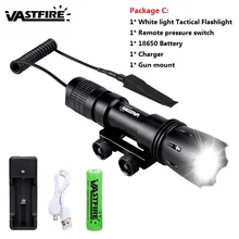 Тактический фонарик Белый светодиодный фонарь XM-L T6 Ультра яркий люмен 1 Режим Алюминиевый Фонарь Лампа 18650 Охота Рыбалка