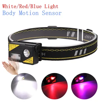 

New Rechargeable XPG LED Headlamp Body Motion Sensor White/Red/Blue Headlight Camping Flashlight Head Light Torch Lamp With USB