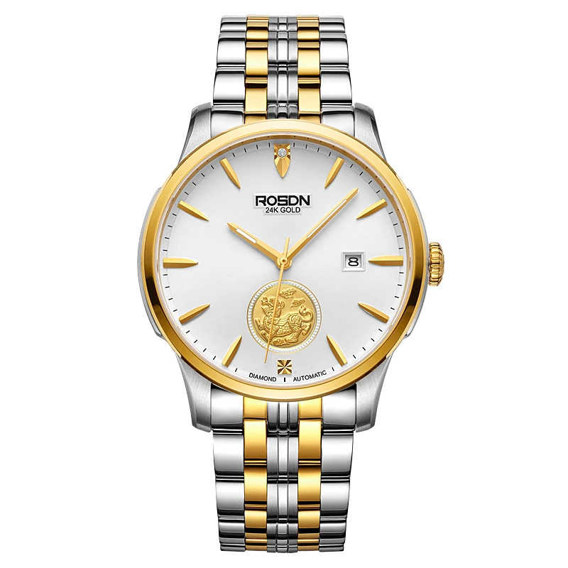 

ROSDN Limited Men's Watches Luxury Brand Japan Automatic Mechanical Watch Men 24K Gold Design 50M Waterpoof Couples Watch R2163M