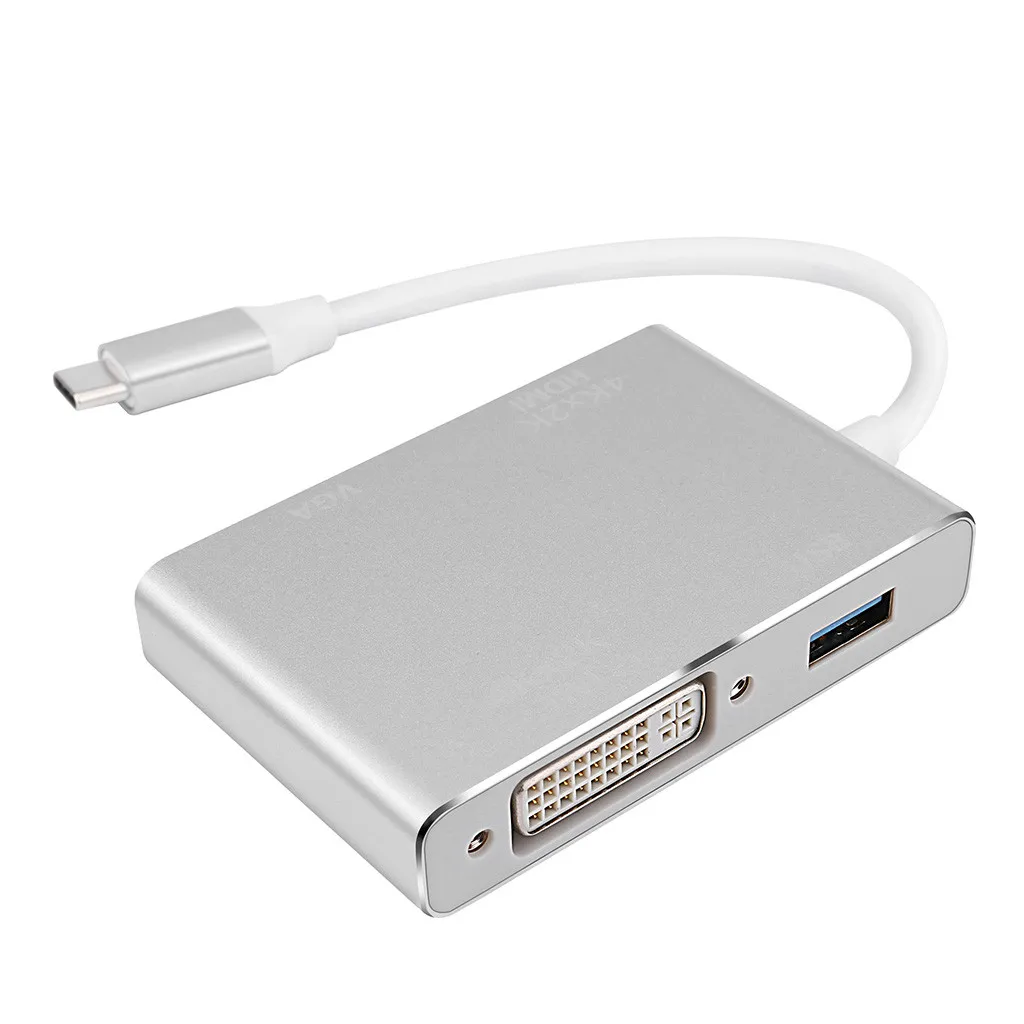 4 в 1 type-C к HDMI VGA DVI USB 3,0 кабель-адаптер для ноутбука USB 3,1 USB-C type C к HDMI многопортовый адаптер конвертер