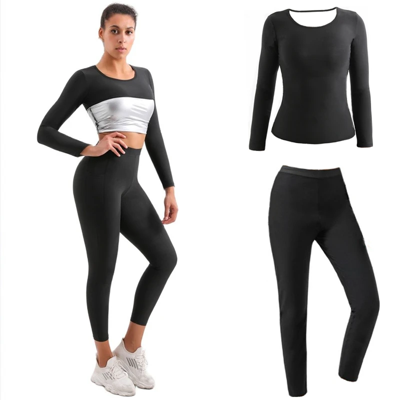 Sauna Suits Women Slimming Workout Sauna Pants Waist Trainer Vest Body Shaper Shirt Fitness Leggings Tank Tops Control Shapewear tummy tucker