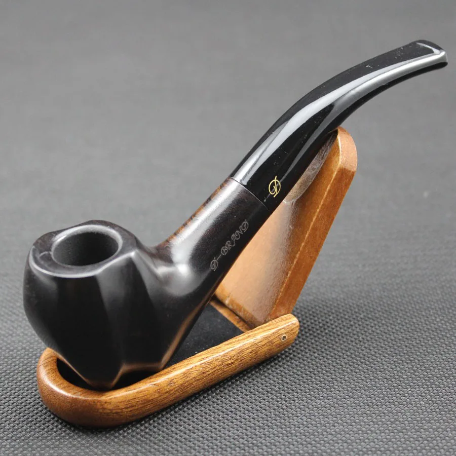 Elegant Handmade Natural Ebony Wood Smoke Tobacco Smoking Pipe Black Wooden Pipe + Pouch + Holder 10pcs 9mm Filters 433 smoking accessories tobacco pipe tobacco smoking accessories smoking pipe filters herb smoking pipe smoking pipe