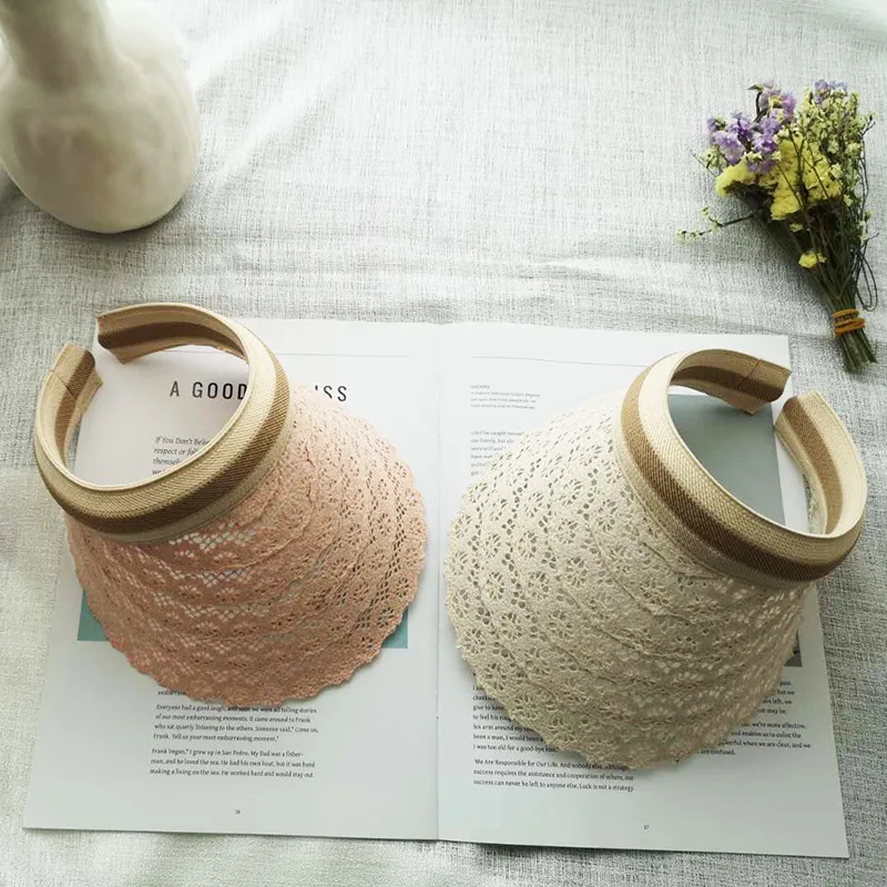 

Hat Women's Korean-style New Style Straw Hat Summer Lace Light Body Topless Hat Brim Hat Outdoor Outing Cycling Topee
