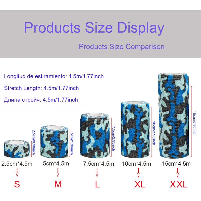 4.5m Camouflage Elastic Bandage Hunt Disguise Elastoplast Wrap Tape Self Adhesive Sports Protector Ankle Knee Finger Arm Bandage