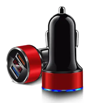 

Dual USB Car Charger Aluminum QC3.0 Phone Charging Adapter for iphone Cellphone
