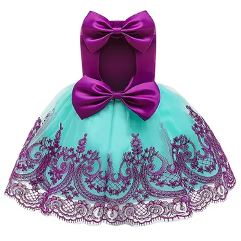 

flower baby girl dress elegant big bow backless baptism dresses for girls birthday party wedding baby clothing