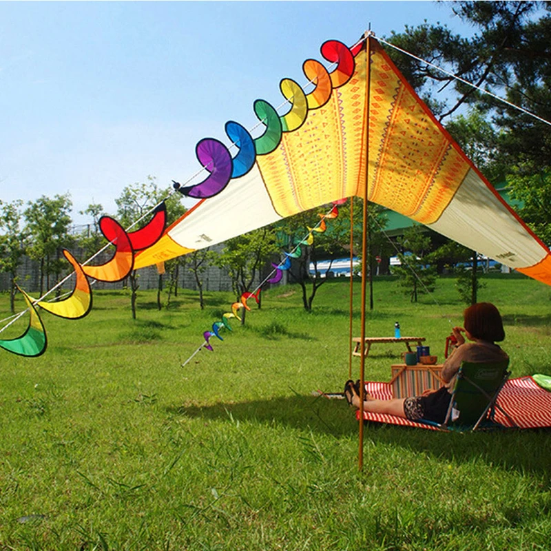 

Camping Tent Foldable Rainbow Spiral Windmill Wind Spinner Home Garden Decor
