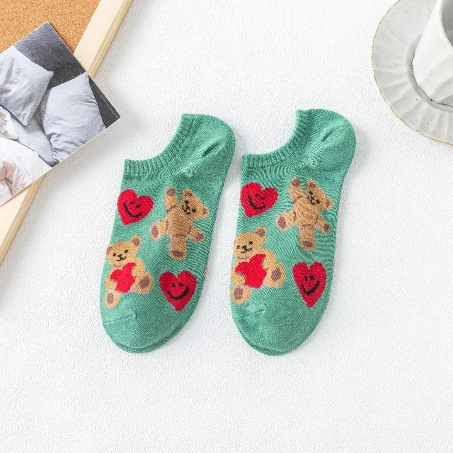4 Pairs Of Ladies Socks Cartoon Silicone Non-slip Breathable Invisible Pure Cotton Ankle Boots Socks Women Soft Slippers Socks 4Pairs