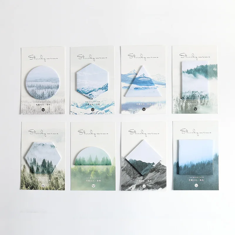 

30sheets/pad Mountains Landscape Memo Pad Paper Sticky Notes Planner Sticker Kawaii Stationery Study Office