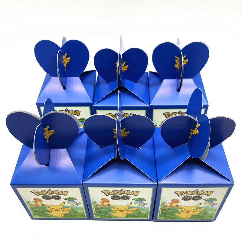 6Pcs Pokemon Go theme Party Candy Gift Box Pikachu Kid Boy Girl Birthday Party Disposable Family Party Candy Box Party Supplies