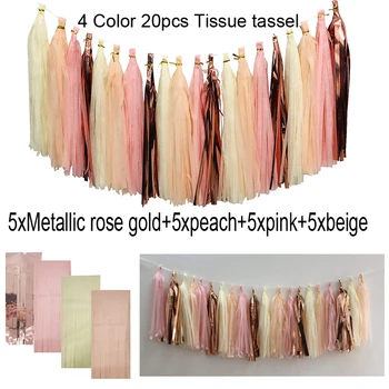 

Free ship 20 Tassels DIY Party Garland Decoration Peach Pink Ivory Rose Gold Tissue Paper Tassel for All Events & Occasions