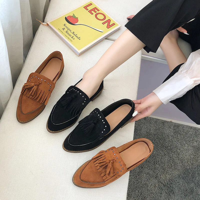 

Mu zi yi Fashion Shoes WOMEN'S Shoes Versatile Low-Cut Flat Top Shoes Suede Autumn New Style