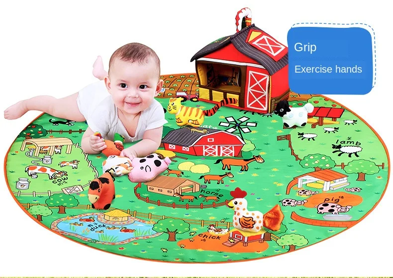 Мягкий детский игровой коврик для детей от 0 до 3 лет, детское игровое одеяло, обучающая игрушка с животными, Детские учатся лазить на одеяло