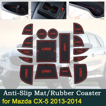 

Anti-slip Car Groove Rubber Cup Cushion Mat Water Coaster for Mazda CX-5 2013~2014 CX5 CX 5 pre-facelift Stickers Accessories