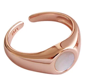 F.I.N.S S925 Серебряные Кольца для женщин опал камень в виде ракушки розовое золото цвет Стерлингового Серебра Обручальное кольцо корейская мода ювелирные изделия - Цвет основного камня: Shell US 5.5
