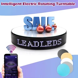 Suporte giratório de led 20cm, luz elétrica 360 graus, mesa giratória, programável, rolagem, mensagem, gravação de vídeo, 5kg