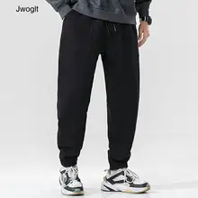 Весенне-осенние мужские черные шаровары, повседневные хлопковые мужские штаны для бега, модные повседневные уличные спортивные Штаны 4XL 5XL