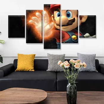 

Game Posters Modular Canvas Pictures 5 Pieces Super Smash Bros Ultimate Abstract Painting Printed Frame Art Kids Room Wall Decor