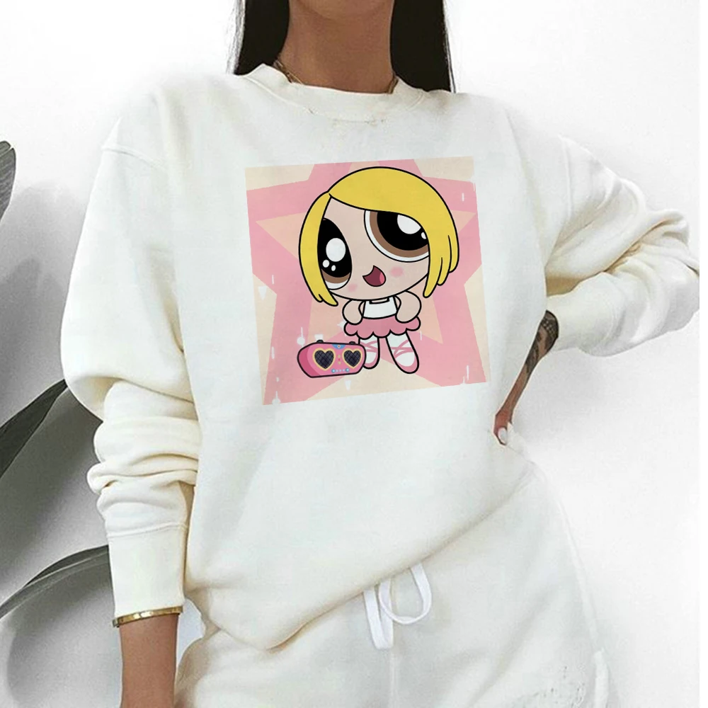 

Winter Womens Fluffy Soft Family Warm Sweatshirt Confidence Cute Powerpuff Cartoon Hoodies Fashion Versatile School Sweatshirt