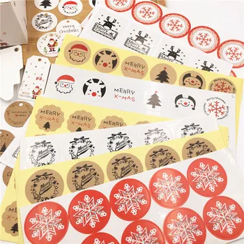 

300PCS Merry Christmas Labels Self Adhesive For Dragee Candy Gift Box Cake Boxes and Packaging Bags