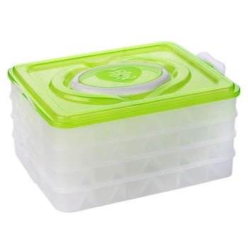 

AFBC 4-Layer 72-Cell Portable Dumplings Refrigerated Box Refrigerator Fresh-Keeping Tray Container Storage Box Green Plastic