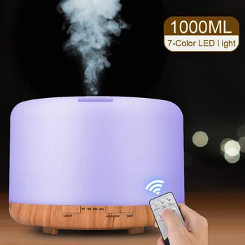 

1000ML Aroma Diffuser Ultrasonic Air Humidifier Aromatherapy Essential Oil Mist Maker With Remote Control Night Light for Home
