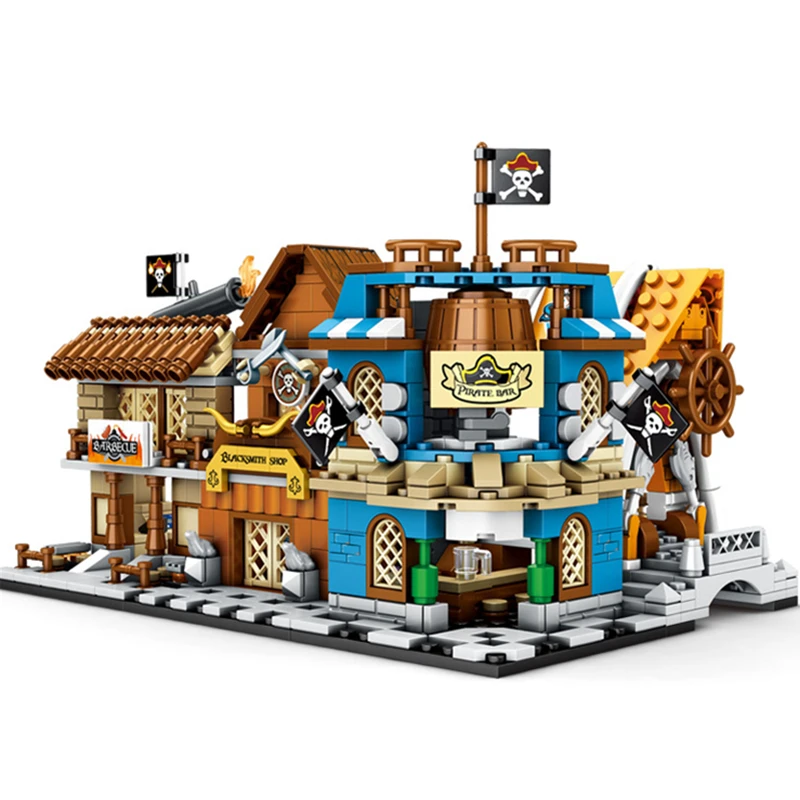 4pcs-sets-One-Piece-Pirate-Shop-Store-Street-View-Building-Blocks-Kit-Bricks-Classic-Movie-Model (1)