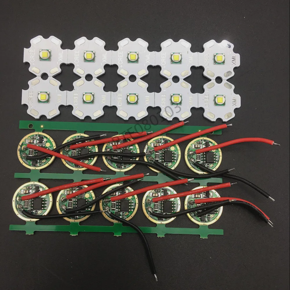 10 Вт 20 мм/16 мм холодный белый Cree XM-L T6 XML T6 светодиодный свет+ DC 3,7 в 2.5A T5 T6 транспорматор led-переключателя для DIY фонарик