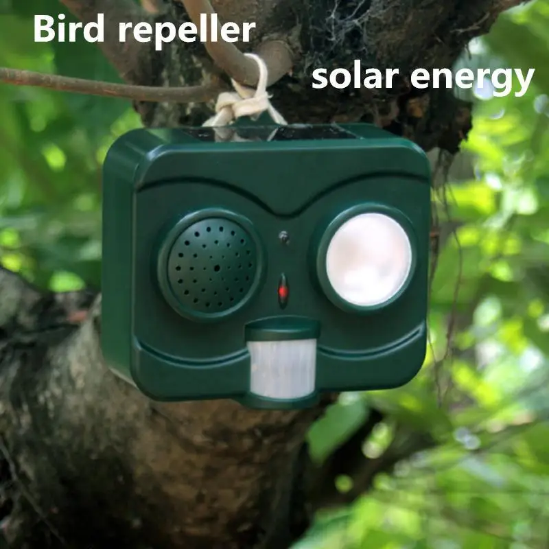

Solar Energy Acousto-Optic Bird Repeller Repellent Deterrent Pigeons Scarer Crow