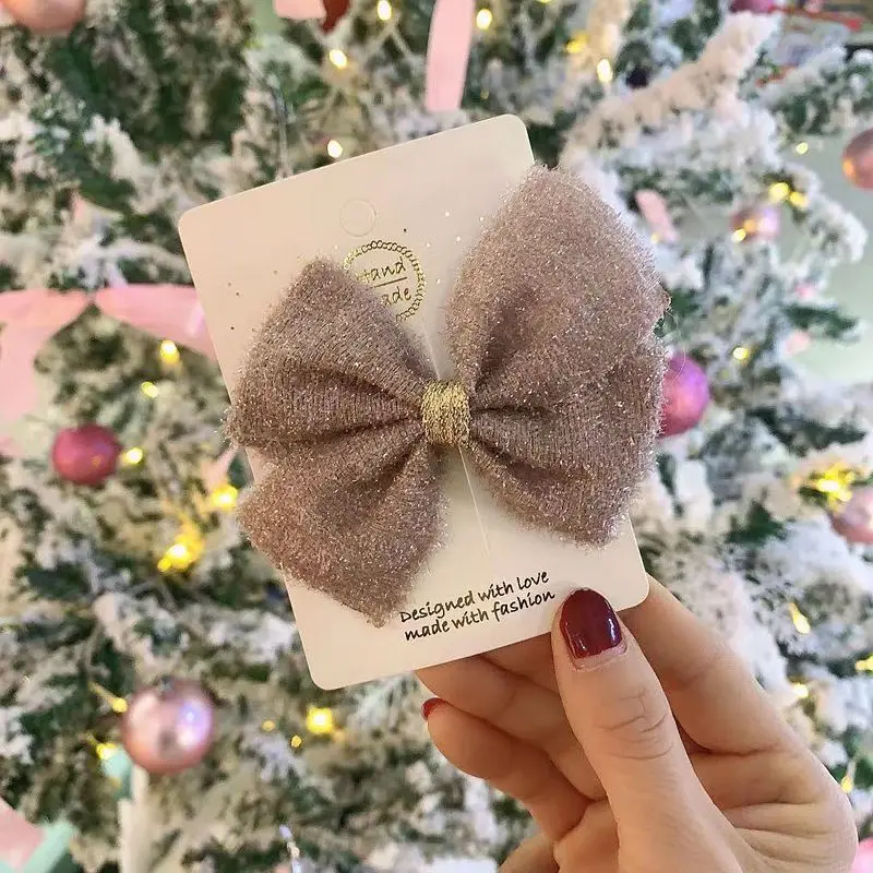 Серый Ins/20 шт., модные милые заколки для волос с бантом, Блестящая лента с бантом, заколки для волос, вечерние аксессуары для волос для девушек, аксессуары - Цвет: Серый