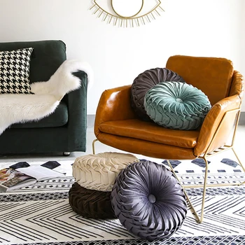 

Creative Pleated Round Floor Cushion Pillow Pouf Throw Home Sofa Decor Home Textile Soft Comfortable Living Room Ornaments