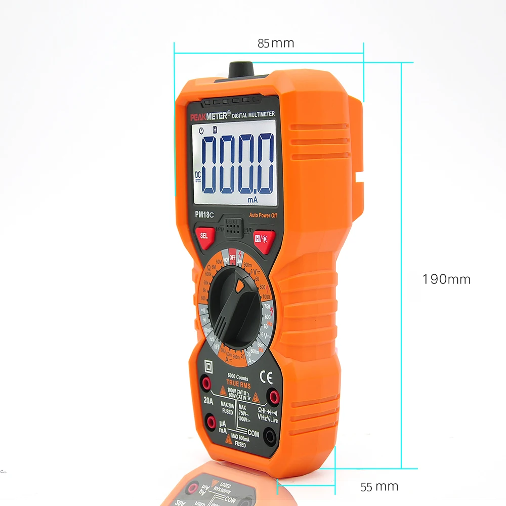 PEAKMETER PM18C True RMS цифровой мультиметр Измерение AC/DC Напряжение Ток Сопротивление Емкость Частотомер
