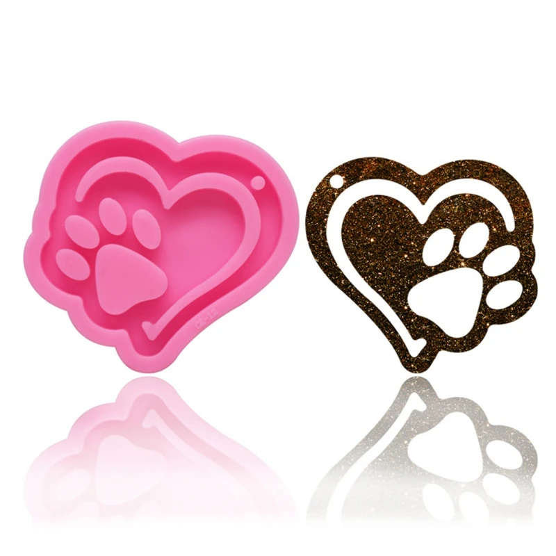 

1 Pc Crystal Epoxy Resin Mold Love Heart Bear Paw Keychain Casting Silicone Mould DIY Crafts Jewelry Pendant Making Tools
