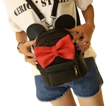 

PinShang Girls Mini Backpack Preppy Style Mickey Ears Bowknot School Backpacks Women Shoulder Bag