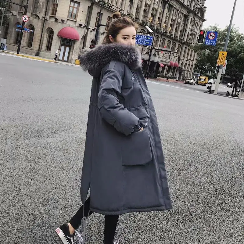 

Down Jacket Cotton-padded Clothes Women's Mid-length 2018 New Winter Thick Loose-Fit BF Waist Hugging Cotton-padded Clothes Kore