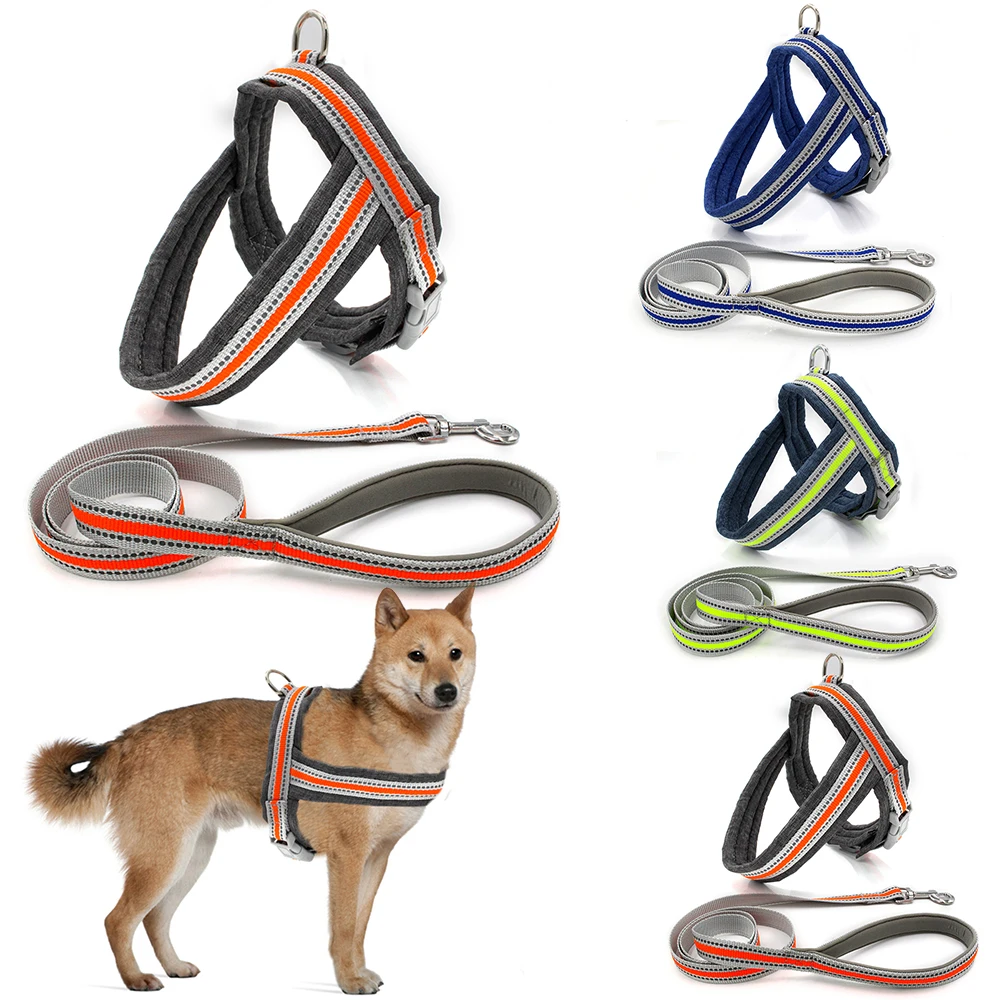

Reflective Nylon Heavy Duty Dog Pet Harness Collar Adjustable Extra Big Large Medium Small Dog Harnesses Dogs Collars Vest D35