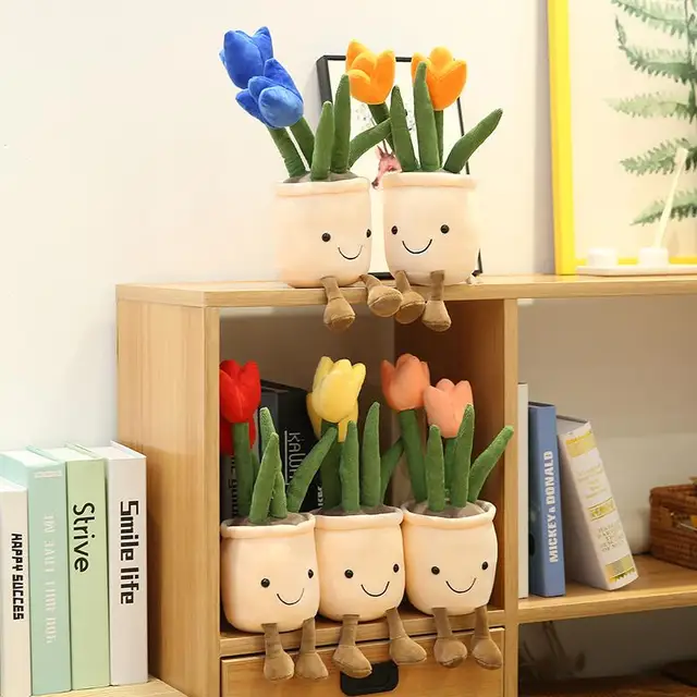 Lifelike Tulip Succulent Plants Plush Stuffed Toys Soft Home Decor Doll Creative Potted Flowers Pillow for Kids Birthday Gift 4