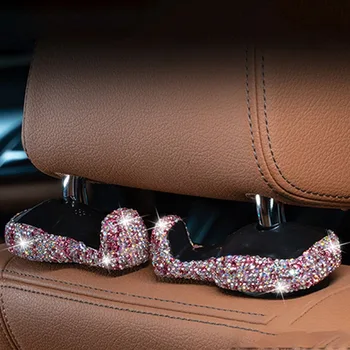 

1 Pair Multifunctional Crystal Rhinestone Car Seat Back Hooks Holder For Bag Hangers Auto Storage Stowing Tidying